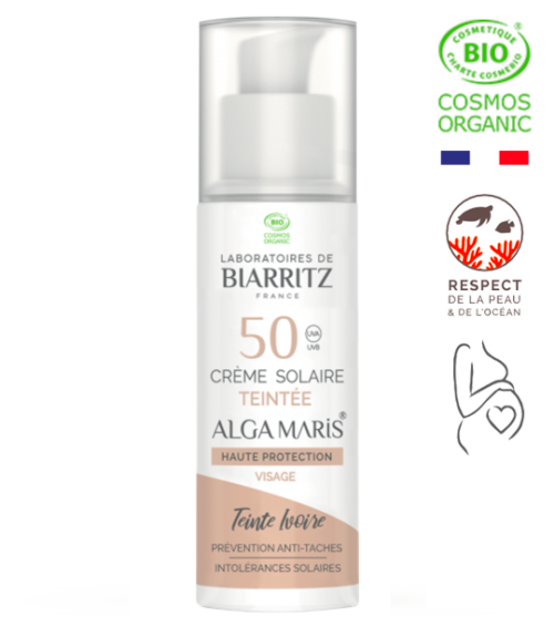 Crème solaire teintée certifié Bio SPF 50 Teinte Ivoire