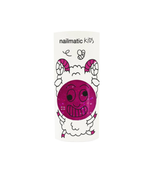 VERNIS À ONGLES ENFANT Sheepy - framboise transparent pailleté